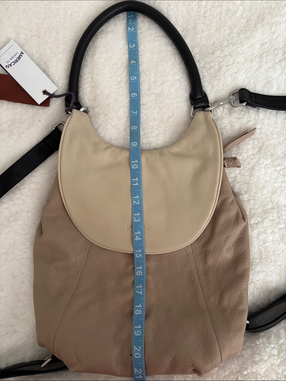 American Leather Two-Tone Beige & Cream Backpack - Picture 9 of 11